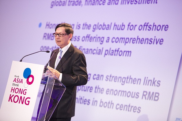 Mr Norman Chan, Chief Executive of the Hong Kong Monetary Authority speaks at the seminar “Renminbi Internationalisation: A New Era” in Paris.