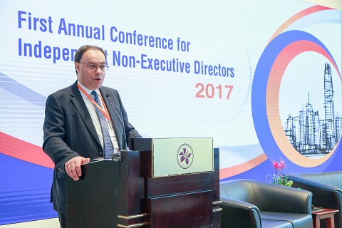 Mr Andrew Bailey, Chief Executive of Financial Conduct Authority, addresses the delegates at the inaugural INED Conference.