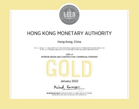 Gold certification from LEED for Interior Design and Construction