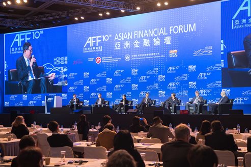 Panel members include (from second left): Mr Liu Jian, Director General of the Department of International Economic Relations, Ministry of Finance, The People’s Republic of China; Ms Suyi Kim, Head of Asia Pacific of Canada Pension Plan Investment Board; Mr Ben Way, Chief Executive Officer of Macquarie Group Asia; Mr Geert Peeters, Executive Director & Chief Financial Officer of CLP Holdings Limited; Mr Gordon French, Group General Manager and Head of Global Banking & Markets, Asia Pacific of HSBC; and Mr Kairat Kelimbetov, Governor of Astana International Financial Centre.</