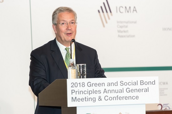 The Chief Executive of the International Capital Market Association, Mr Martin Scheck, gives opening remarks at the Conference.