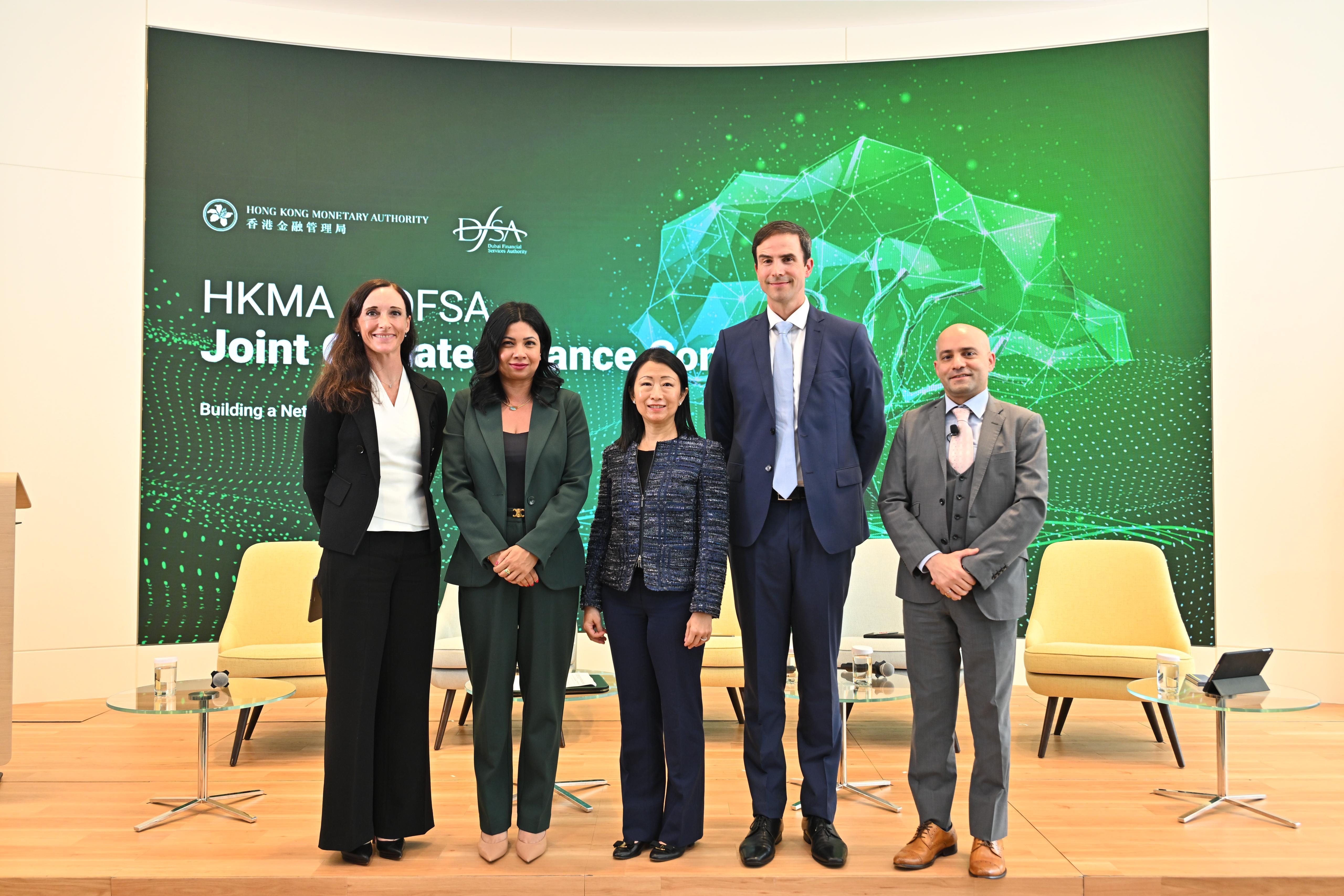 (From left) Managing Director, APAC Head of Sustainable and Transition Solutions, BlackRock, Ms Emily Woodland; Managing Director - Head of Sustainability MENAT, Global Sustainability, HSBC Middle East, Ms Sabrin Rahman; Regional Director for East Asia and the Pacific, International Finance Corporation, Ms Kim-See Lim; Managing Director, Supervision, Dubai Financial Services Authority, Mr Justin Baldacchino; and Head of APAC Research, BloombergNEF, Mr Ali Izadi-Najafabadi, exchange views on how to channel capital into transition. 