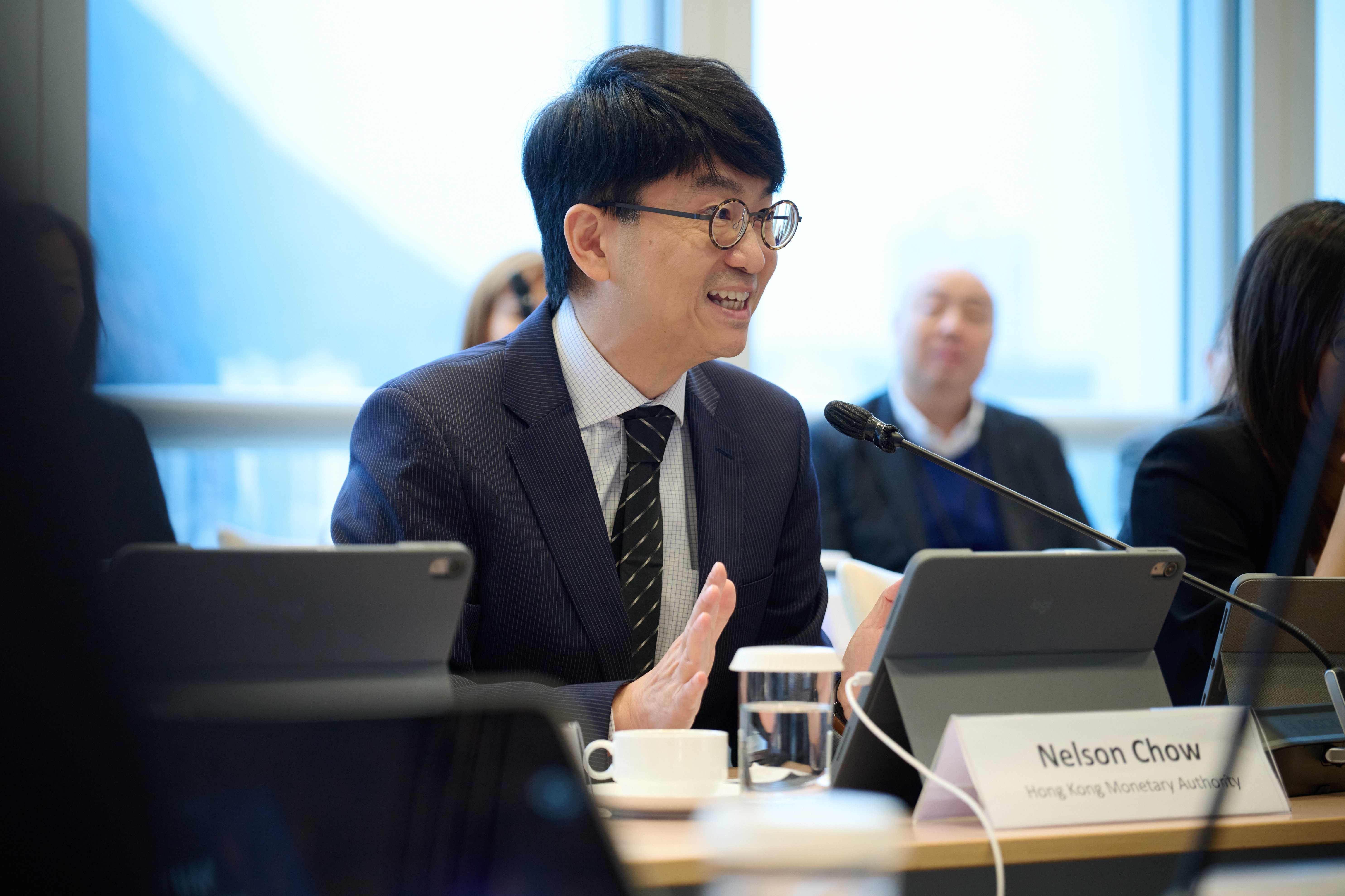 Mr Nelson Chow, Executive Director (Financial Infrastructure) of the Hong Kong Monetary Authority, chairs the Project Cargo<sup>x</sup> Year-end Forum.